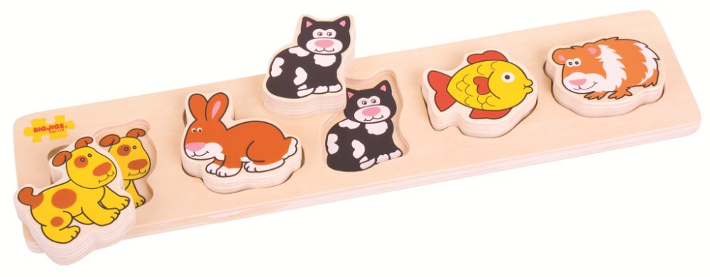 Bigjigs Baby Dřevěné vkládací puzzle domácí zvířata (obrázek 3)