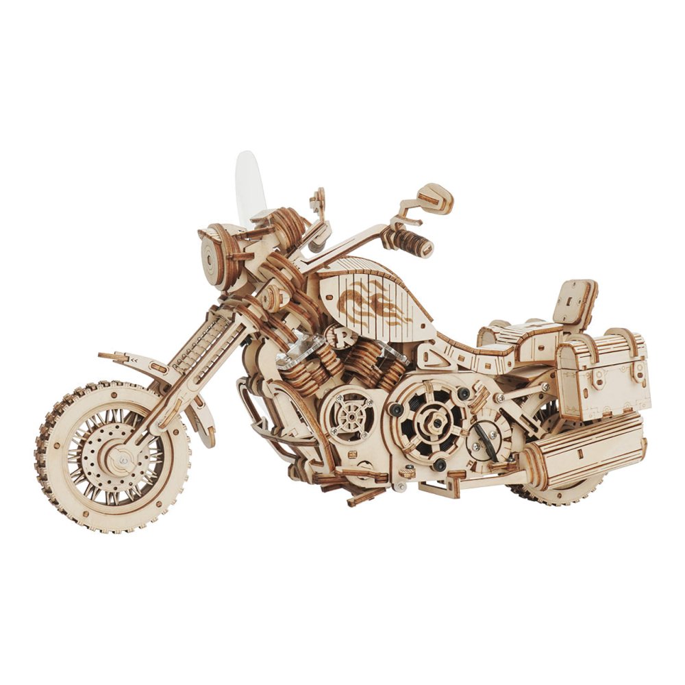 RoboTime 3D dřevěná mechanická skládačka Motorka Cruiser