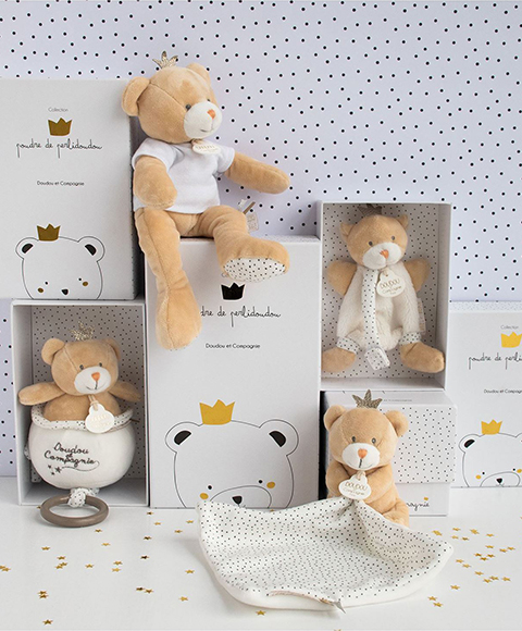 Doudou Dárková sada - Hračka s úchytem na dudlík medvídek král 15 cm (obrázek 4)