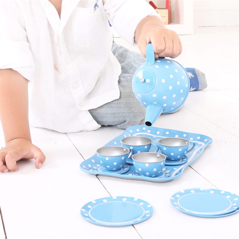 Bigjigs Toys Modrý puntíkovaný čajový set (obrázek 5)