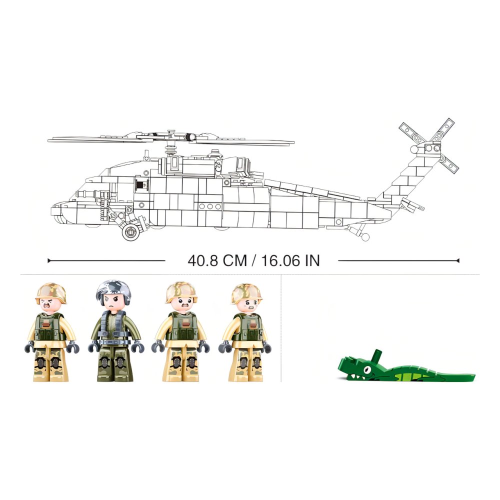 Sluban Model Bricks M38-B1012 Zdravotnický vrtulník UH-60 Black Hawk (obrázek 3)