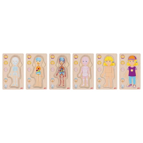 Goki Dřevěné puzzle Lidské tělo - holka (obrázek 4)