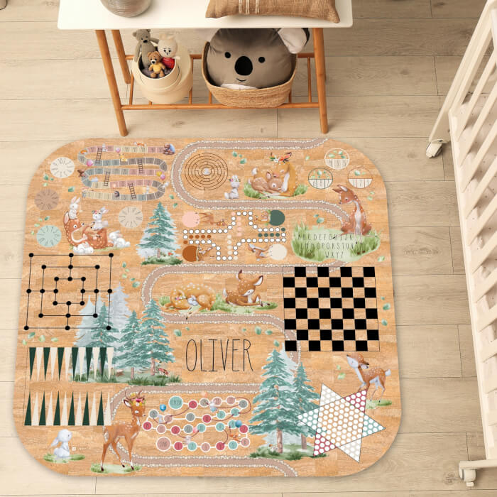 Tapis Pour Enfants En Liège - Animaux De La Forêt Et Jeux De Société Pour Enfants