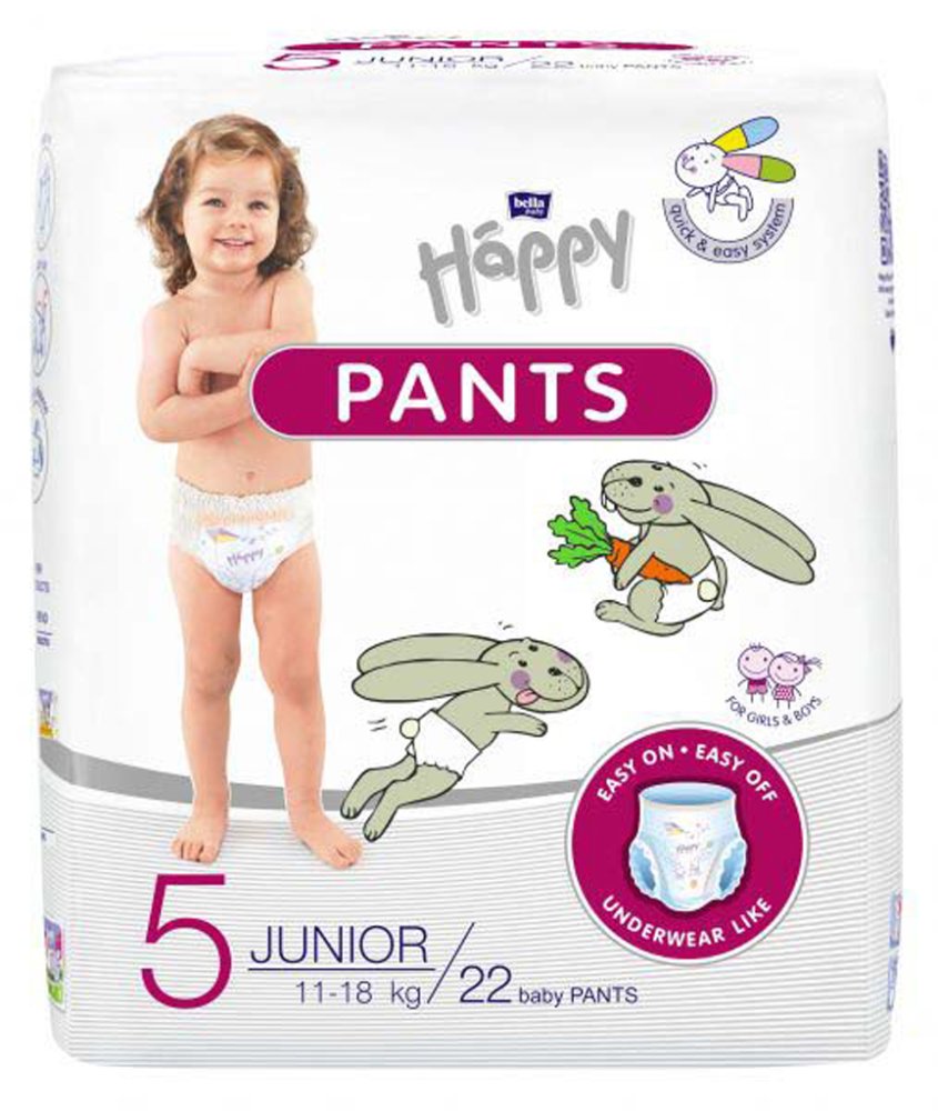 Pantaloni BELLA HAPPY Chiloți Scutec De Unică Folosință 5 Junior (11-18 Kg) 132 Buc - PACHET LUNAR