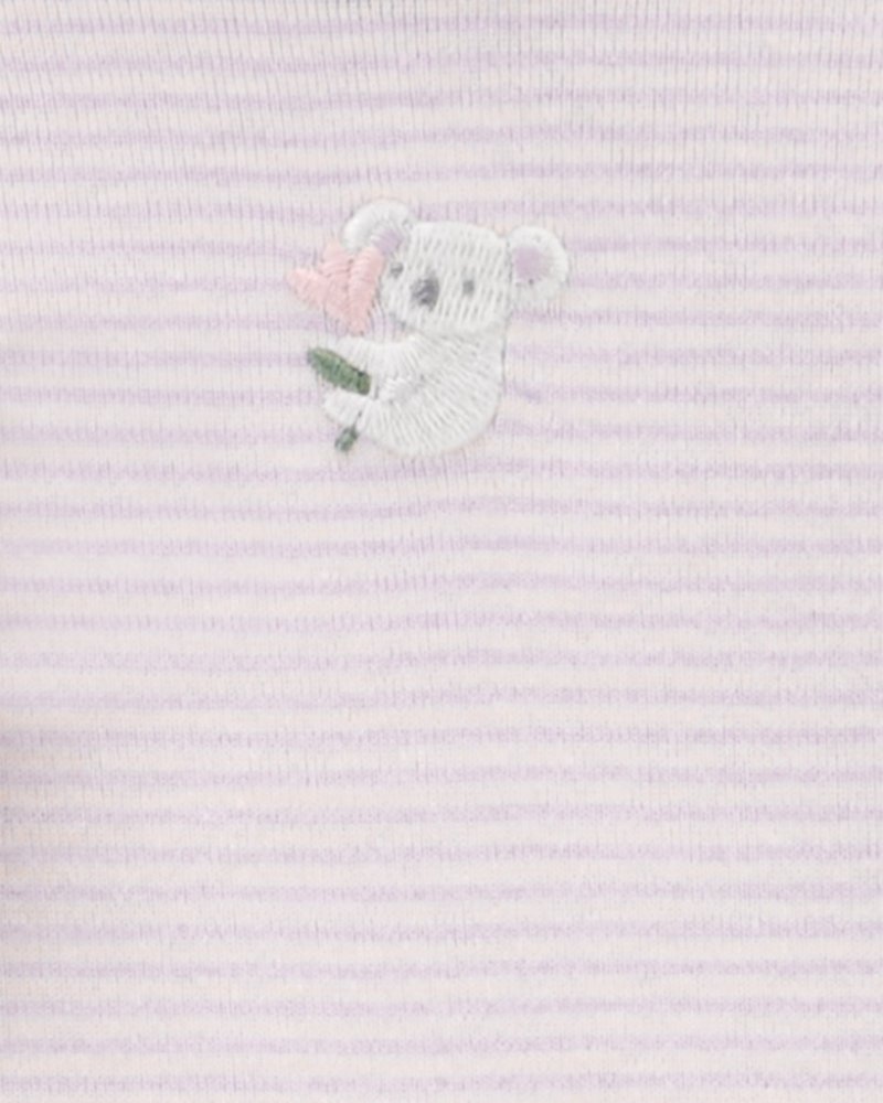 Ensemble body 3 pièces CARTER'S, long. manche, corps court manche, leggings Purple Stripe/Koala fille 12m/taille. 80 – Image 4
