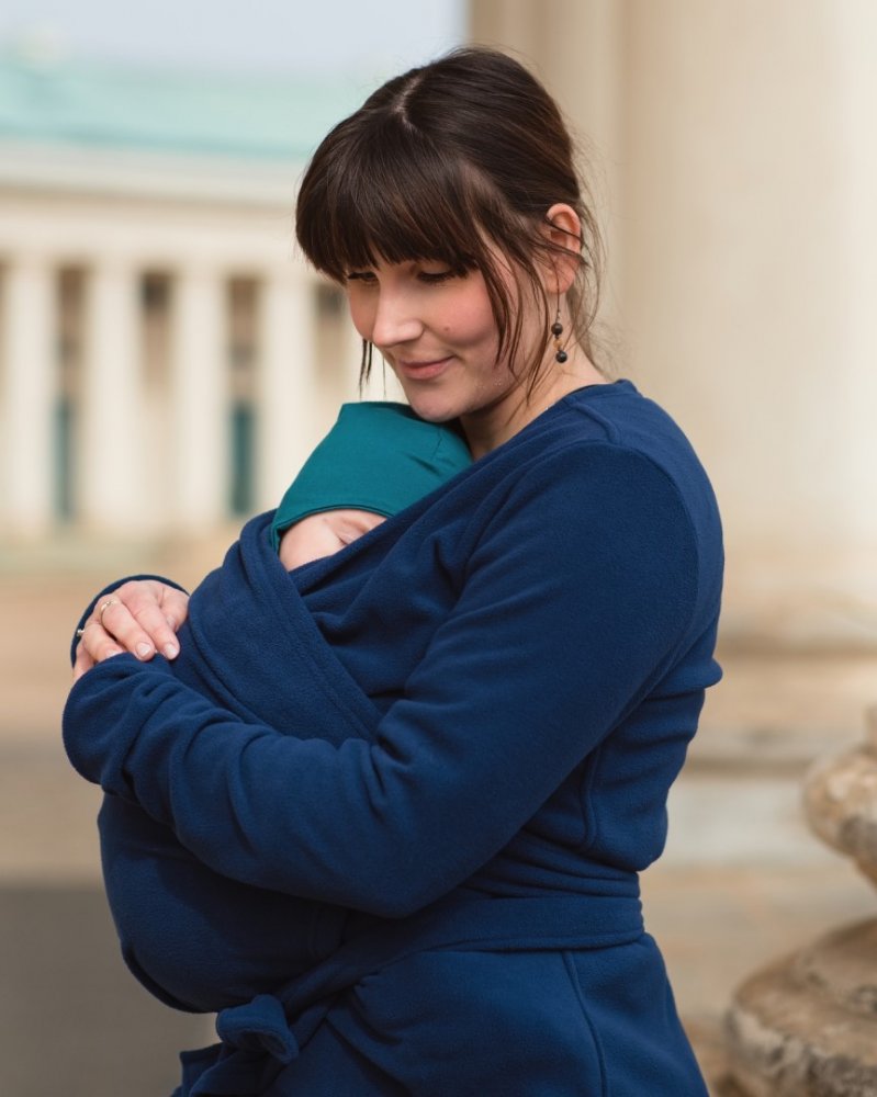 Zina Maternity and Carrier Wrap Jacket, in pile, blu scuro L/XL
