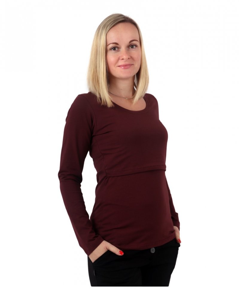 T-shirt d'allaitement Kateřina, manches longues, bordeaux L/XL – Image 3