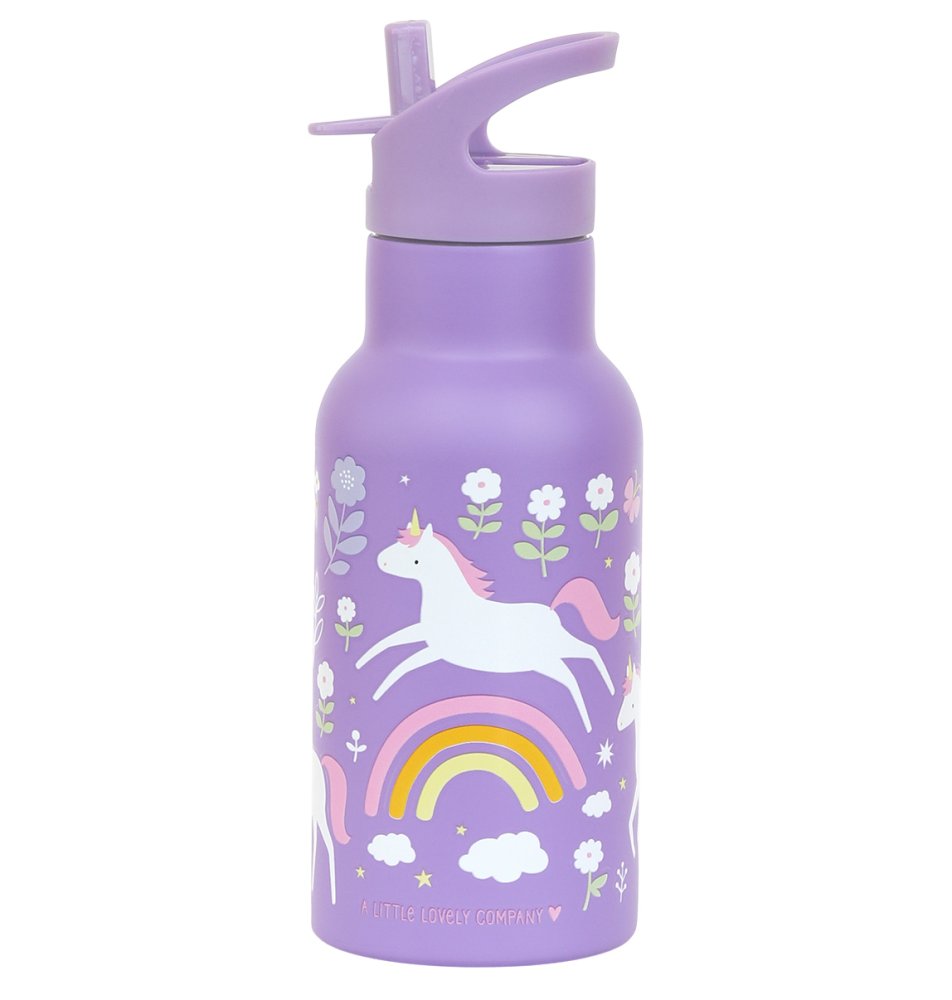 A Little Lovely Company - bidon ze stali nierdzewnej, 350 ml - jednorożce i tęcza - obrazek 3