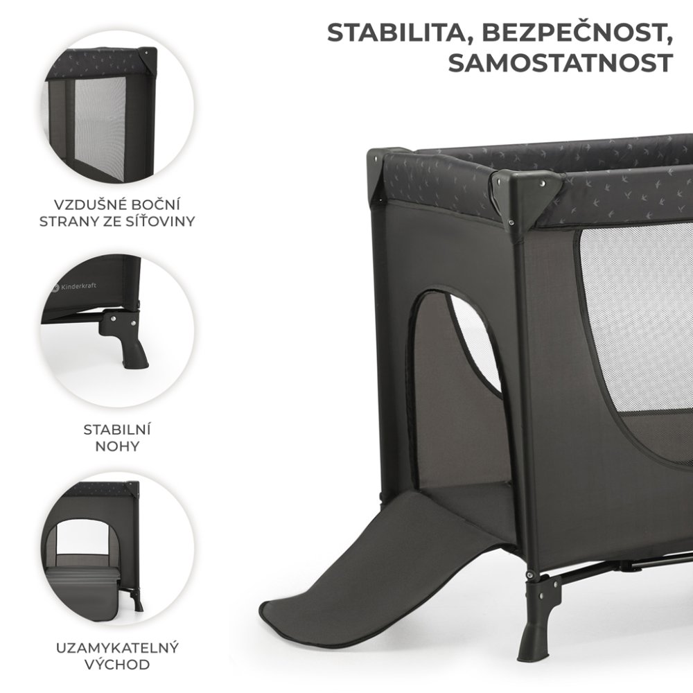 KINDERKRAFT Lettino da viaggio Joy Light grey - immagine 5