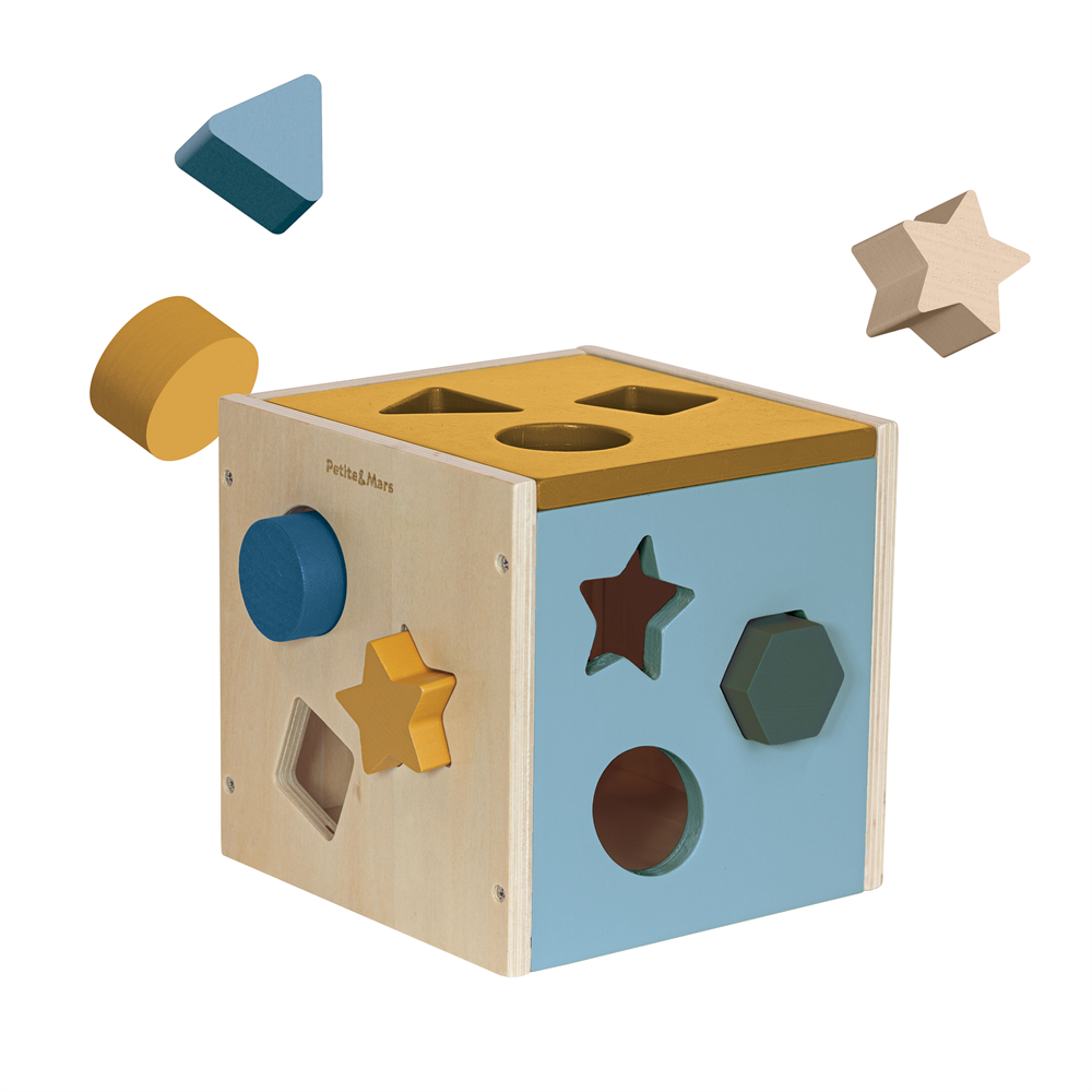 PETITE&MARS Jouet en bois de tri Gravity Wood of Mars 12m+ Cosmic Blue