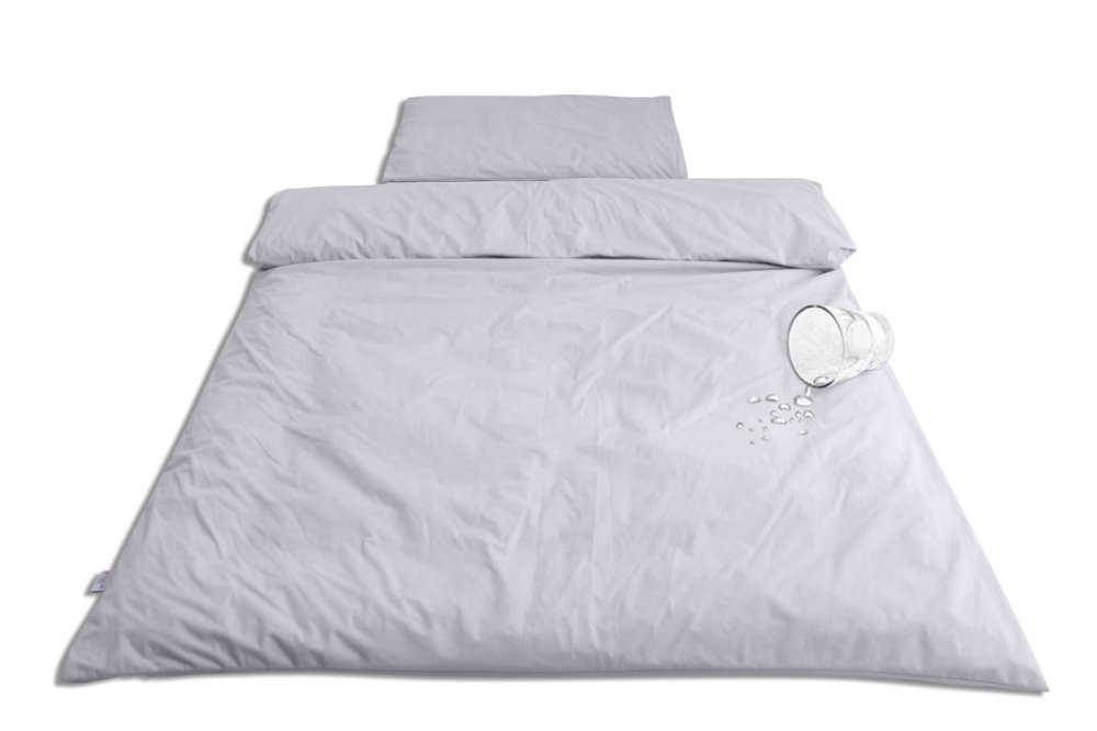 BABYMATEX Linge de lit 2 pièces imperméable gris 100 x 135 cm + 40 x 60 cm – Image 3