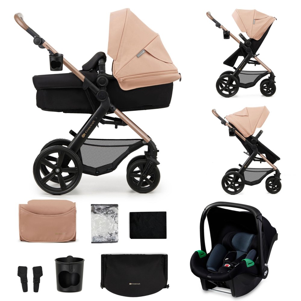 KINDERKRAFT Poussette combinée Moov 2 3 en 1 Sand Beige - roues en mousse