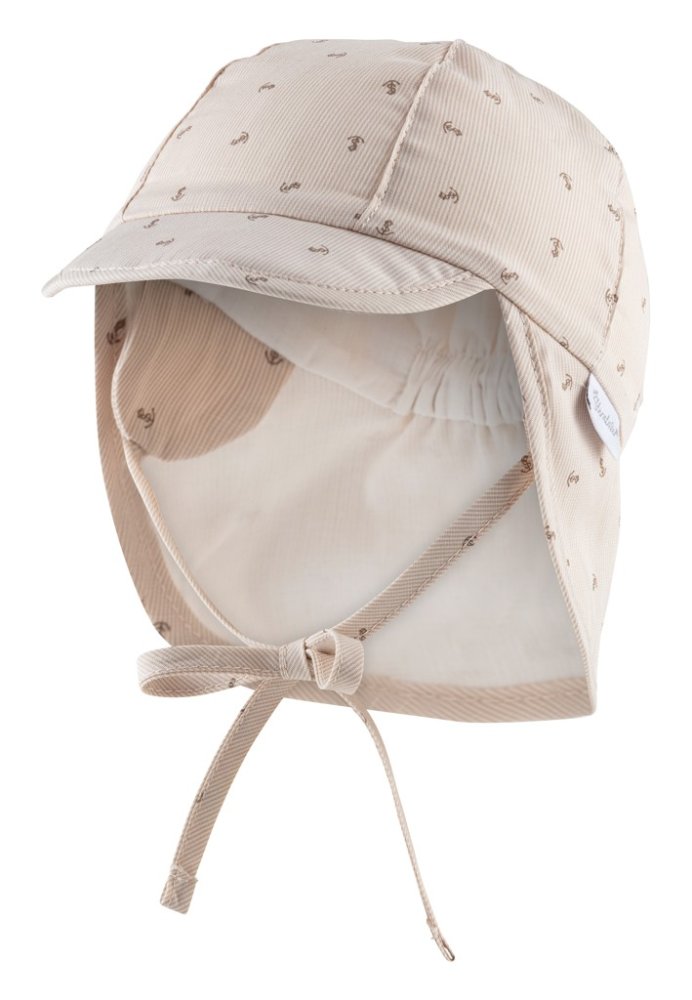 STERNTALER Casquette avec protection de la nuque à nouer avec protection UV 30 marron ancres garçon 39 cm-3-4