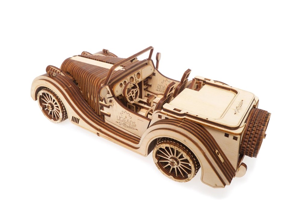 Puzzle mécanique en bois 3D Ugears VM-01 Auto (roadster) – Image 6