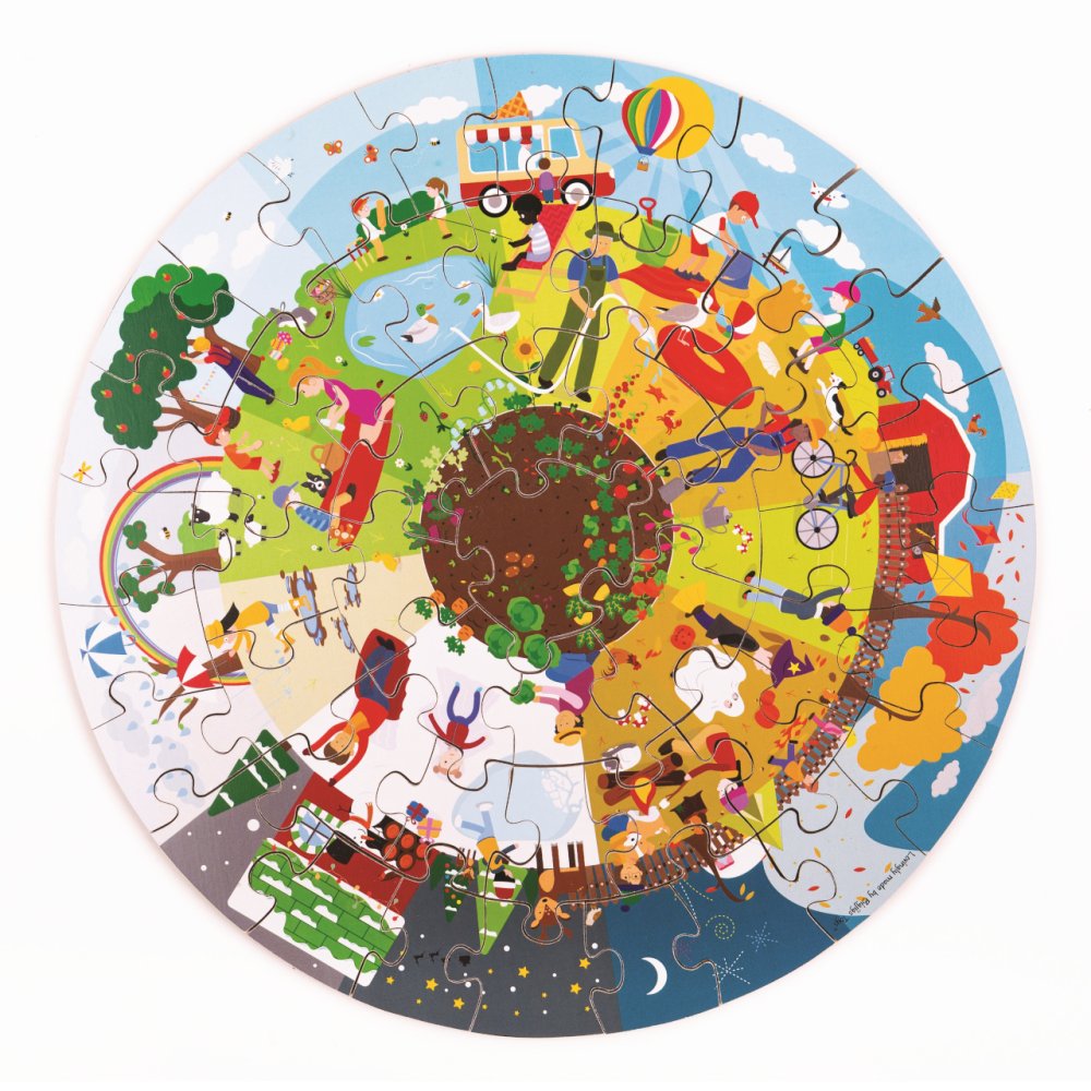 Bigjigs Toys Puzzle de sol rond Quatre saisons 50 pièces