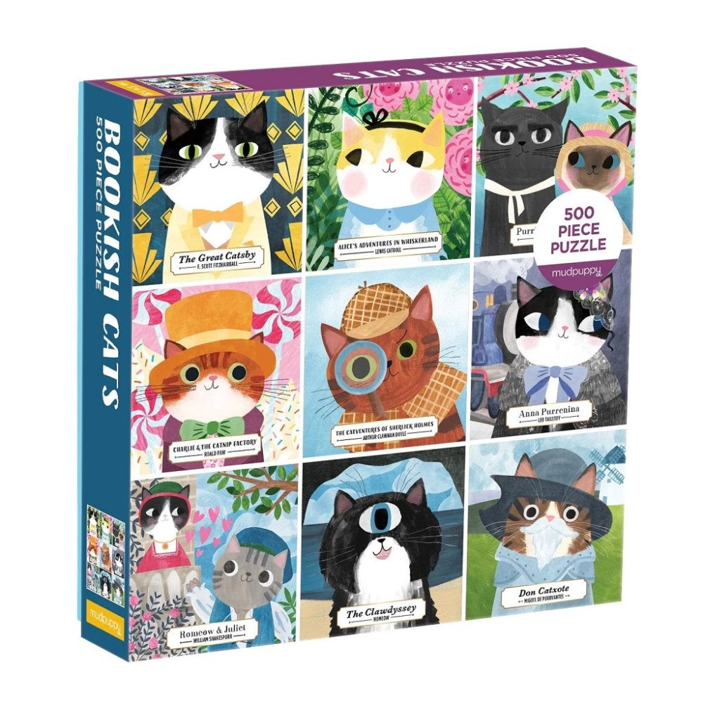 Puzzle Mudpuppy Bookish Cats 500 pièces