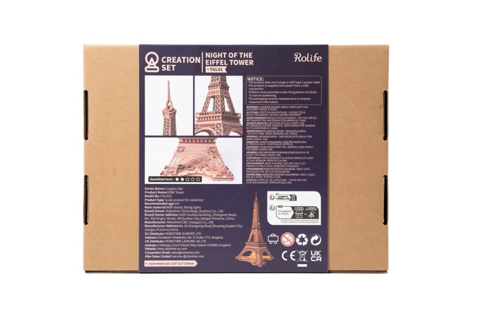RoboTime 3D fa puzzle Éjszakai Eiffel-torony világító - Image 3