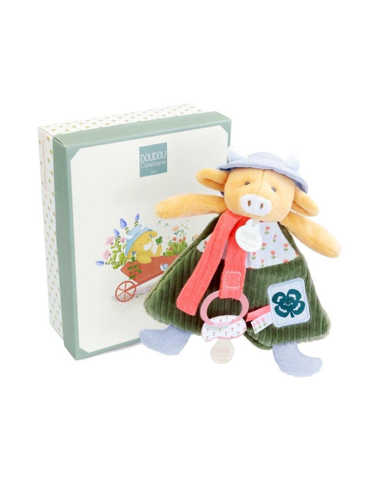 Doudou Set de regalo Vaca de peluche Aneth con sujetachupete 19 cm