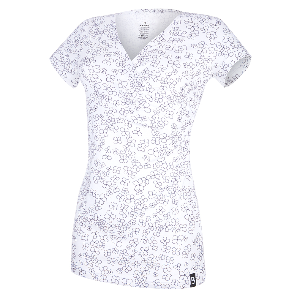 T-shirt d'allaitement IMPRESSION MC fin Outlast® - blanc fleurs noires L