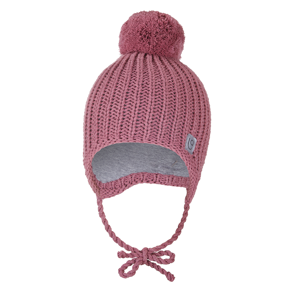 Berretto a maglia con lacci, pon pon LA Outlast ® - rosa antico 4 | 45-48 cm