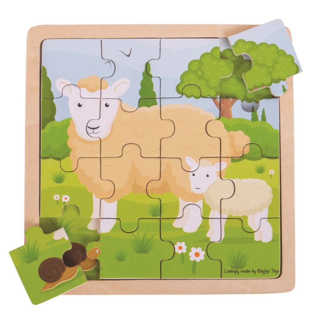 Bigjigs Toys puzzle - Ovečka s jehňátkem (obrázek 2)