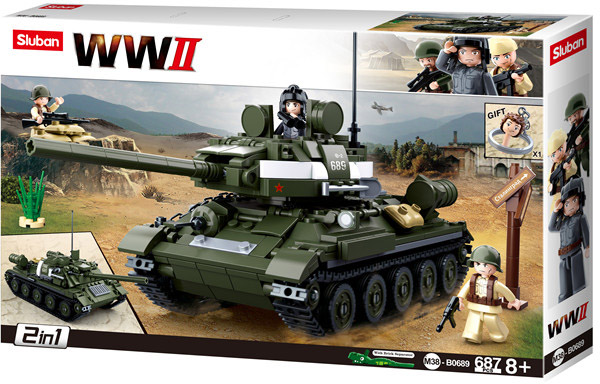 Sluban WWII M38-B0689 Sovětský tank T-34/85 2v1