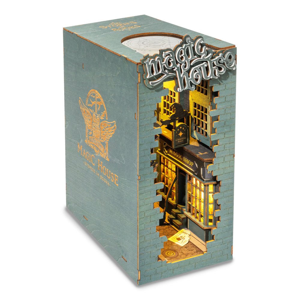 RoboTime 3D skládačka Zarážka na knihy Miniatura domečku Kouzelnická ulička (obrázek 5)