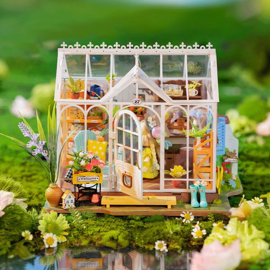 RoboTime 3D dřevěná skládačka Miniatura domečku Vysněný zahradní dům (obrázek 9)