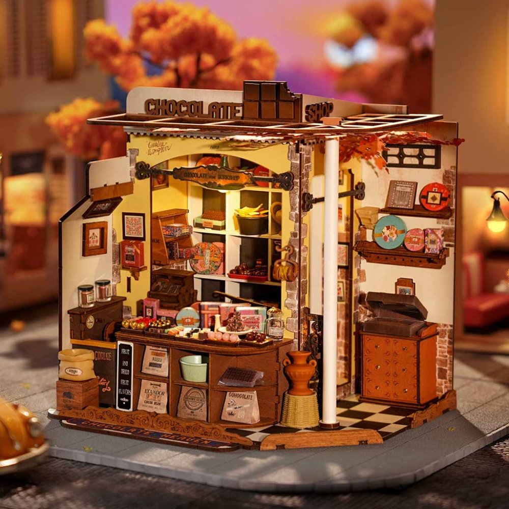 RoboTime 3D dřevěná skládačka Miniatura domečku Henryho čokoládovna (obrázek 4)