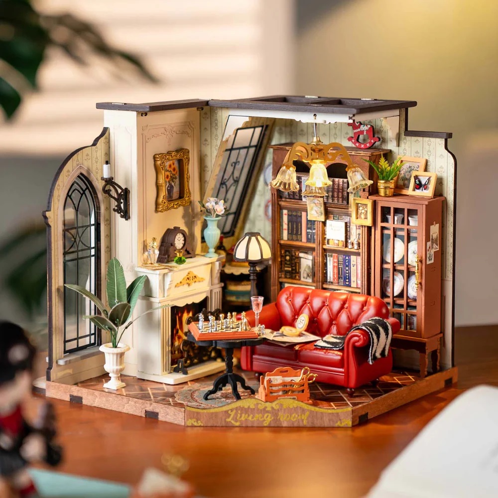 RoboTime 3D dřevěná skládačka Miniatura domečku Kateřinin obývací pokoj (obrázek 5)