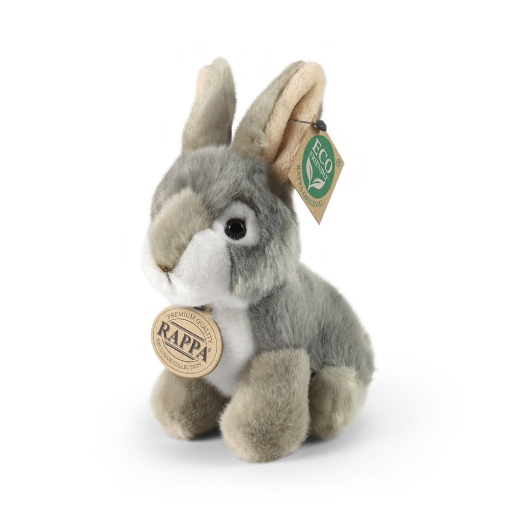 Rappa Plyšový králík šedý sedící 16 cm ECO-FRIENDLY