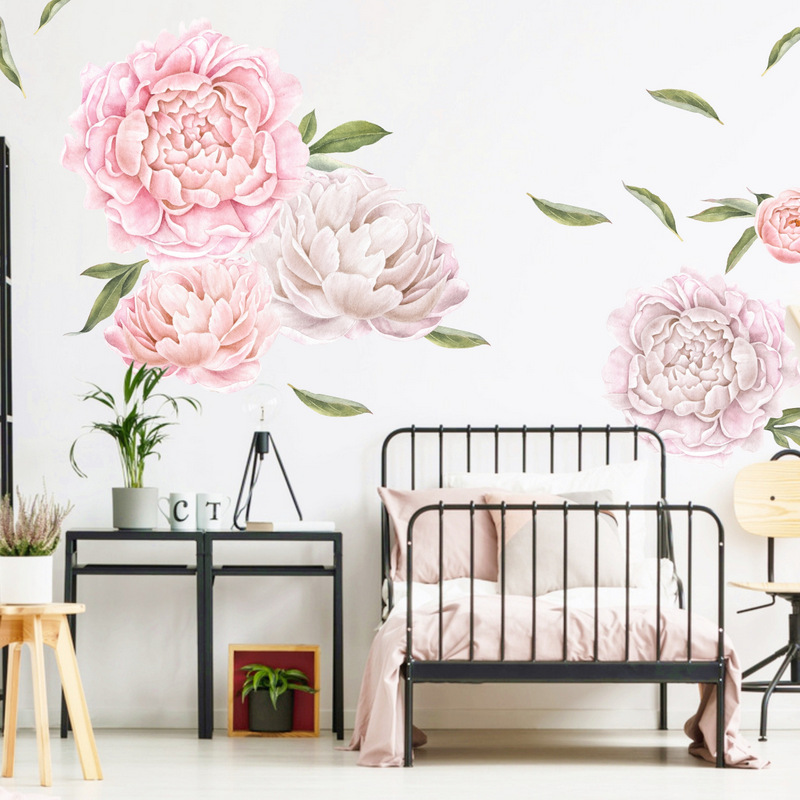 Stickers Muraux - Pivoines Rose Clair Grandes