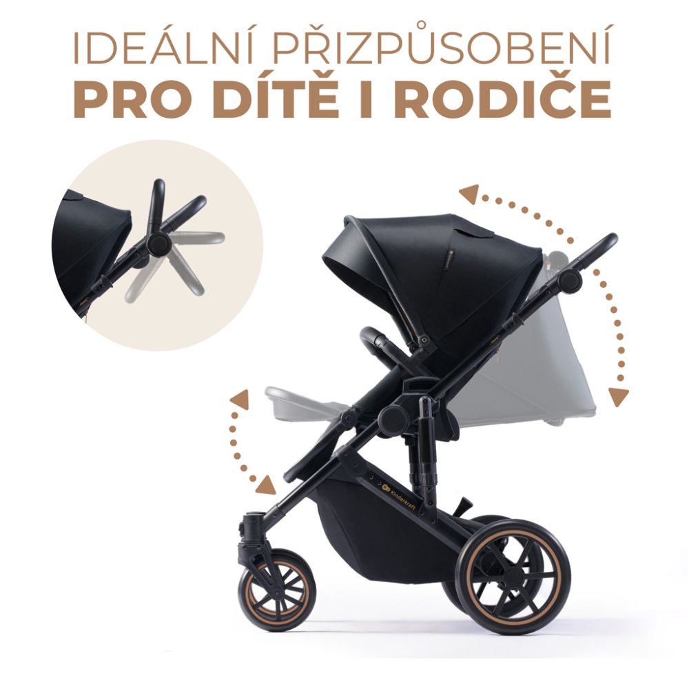 KINDERKRAFT SELECT Carucior Combinat 3 In 1 Prime 2 Venetian Black, Premium