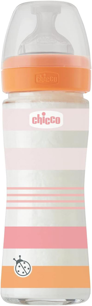 CHICCO Biberon bimbo in vetro Benessere in silicone 240 ml bambina