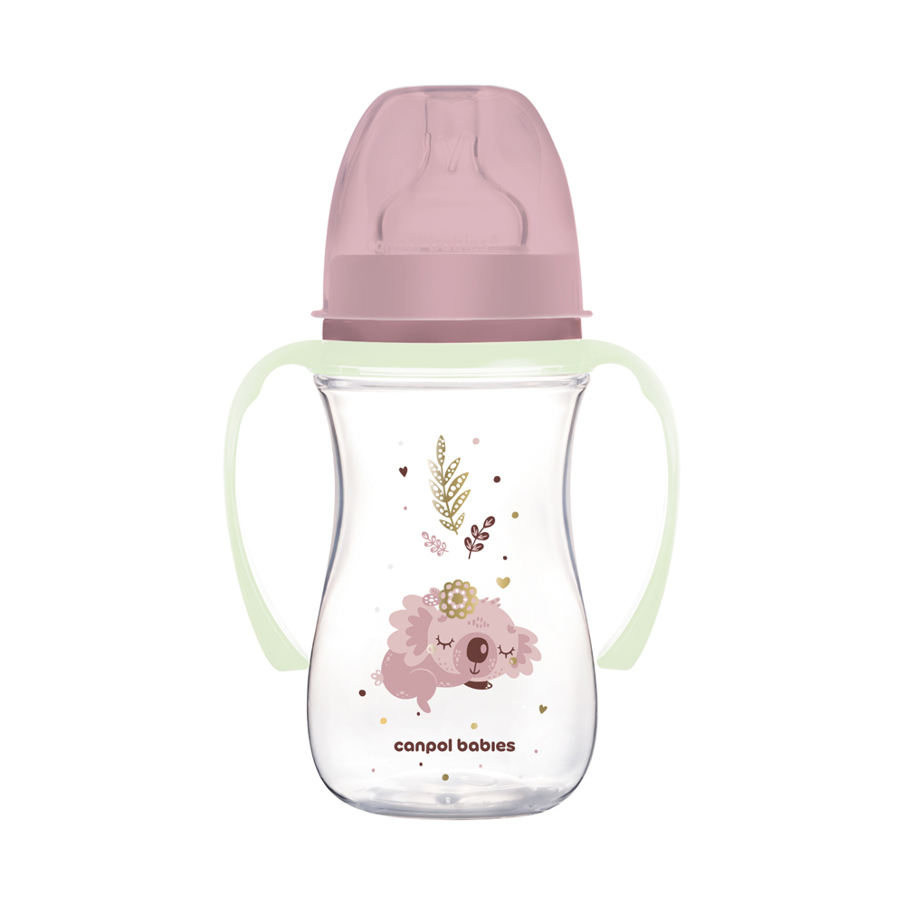 CANPOL BABIES Anti-colic Bottle With Light-up Handles EasyStart Sleepy Koala 240ml Pink