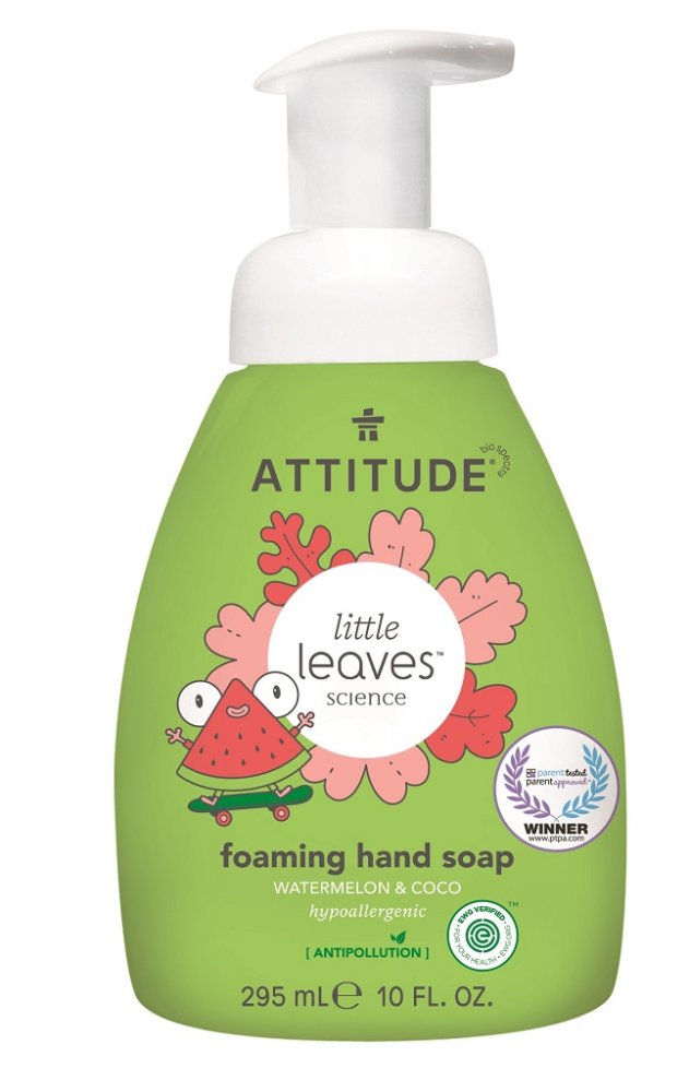 ATTITUDE Savon Moussant Pour Les Mains Pour Enfants Petites Feuilles Au Parfum De Pastèque Et De Noix De Coco, 295 Ml