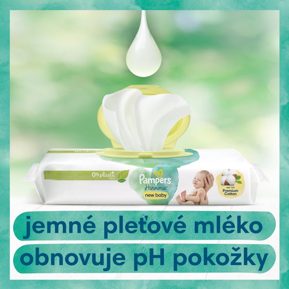 PAMPERS Ubrousky Vlhčené Harmonie New Baby Plastic Free 24x46 Ks