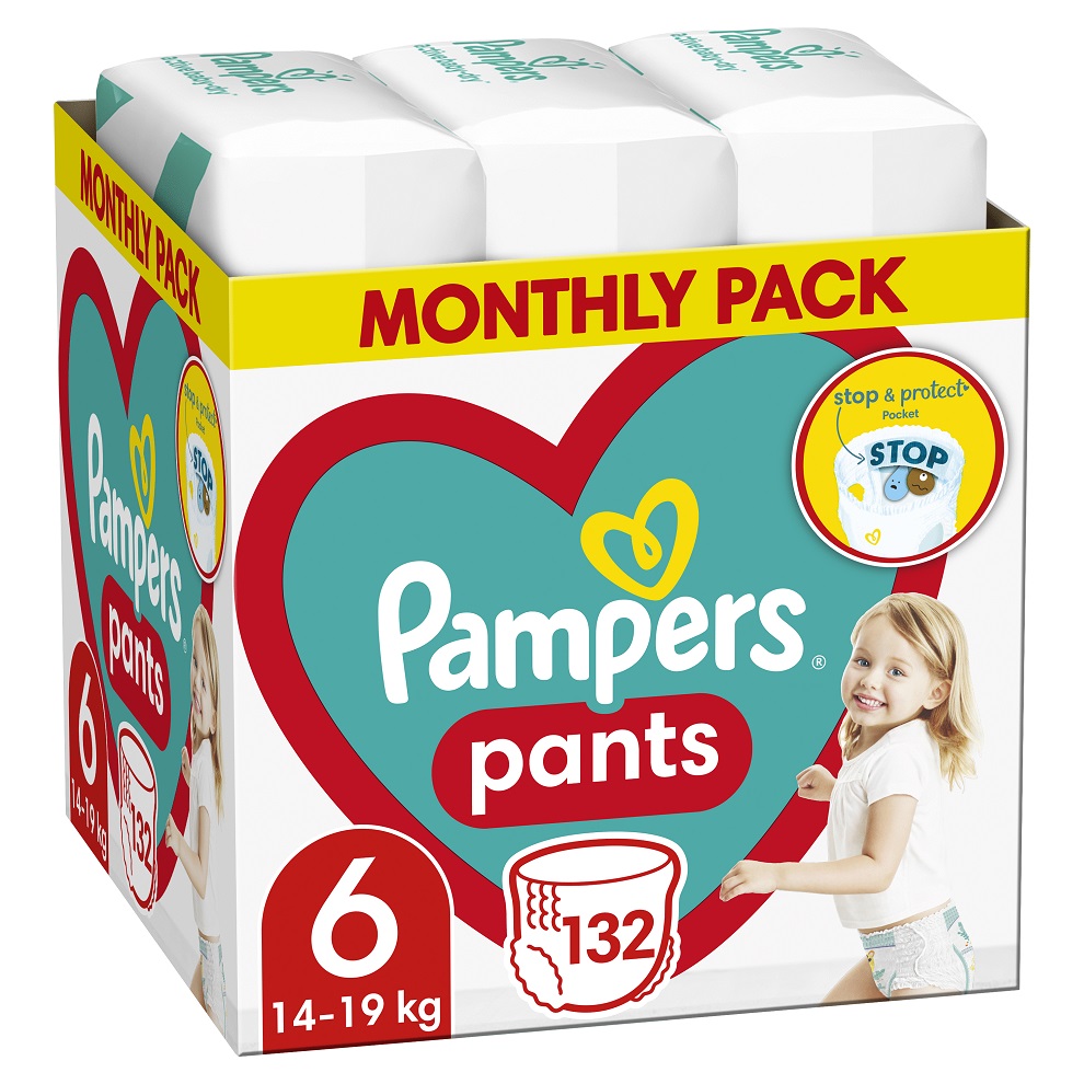 PAMPERS Activ Baby-Dry Pants Diaper Disposable 6 (15+ Kg) 132 Pcs - MONTHLY STOCK