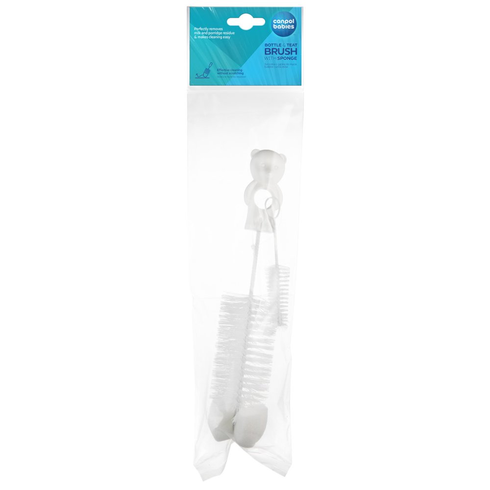 CANPOL BABIES Brosse de nettoyage pour biberons avec éponge - blanche - différents types – Image 4