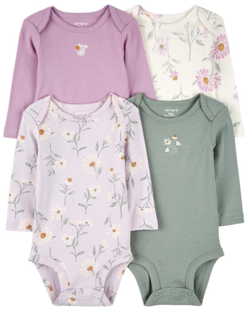 Body CARTER'S à manches longues violet/vert floral fille 4 pièces 12 m/taille. 80