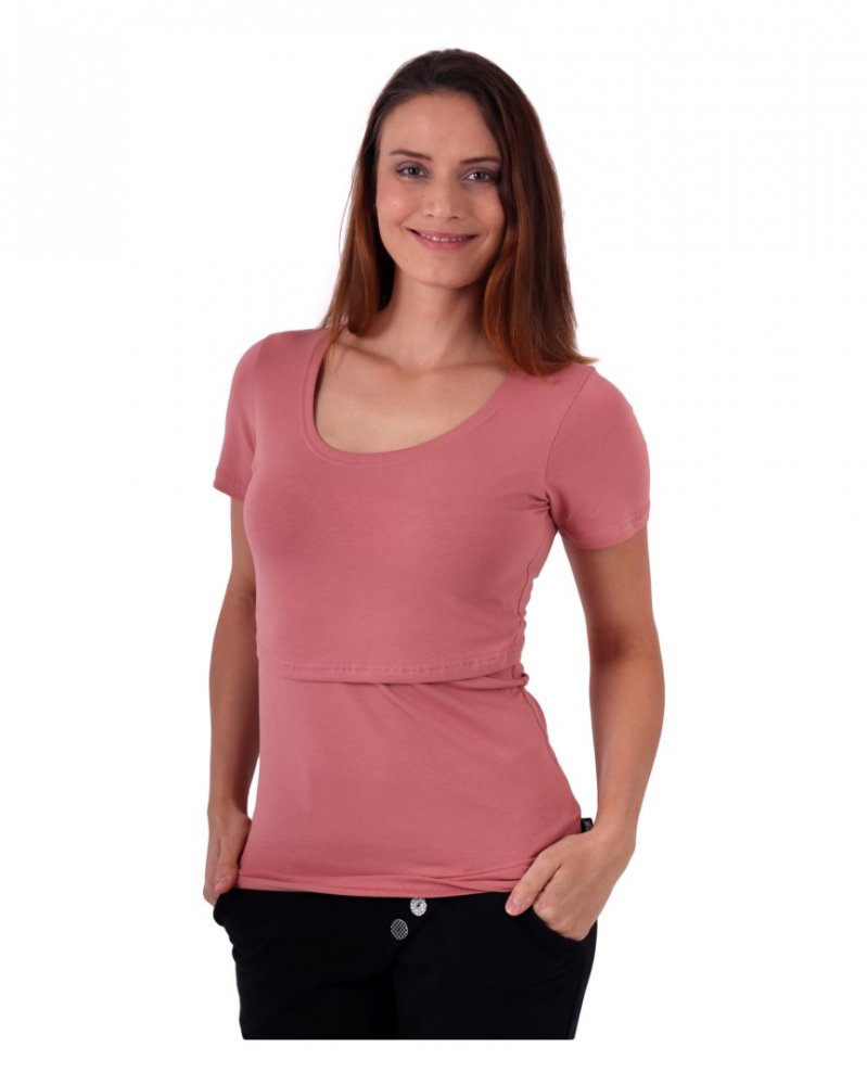 T-shirt d'allaitement Kateřina, manches courtes, vieux rose M/L – Image 3