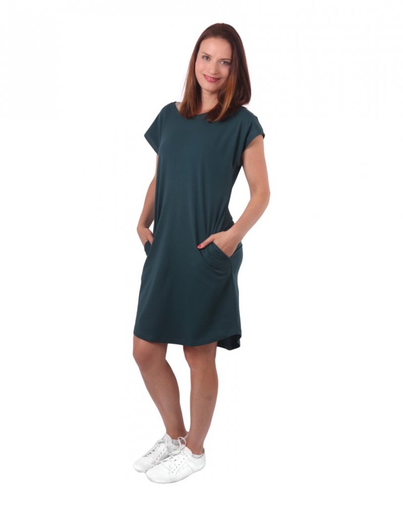 Abito Zoe da donna con tasche, vestibilità ampia, verde bottiglia L/XL - immagine 5