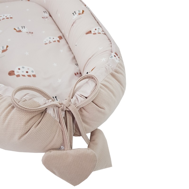 Nido EKO per neonato VELVET Bees Beige 90x60 cm - immagine 3