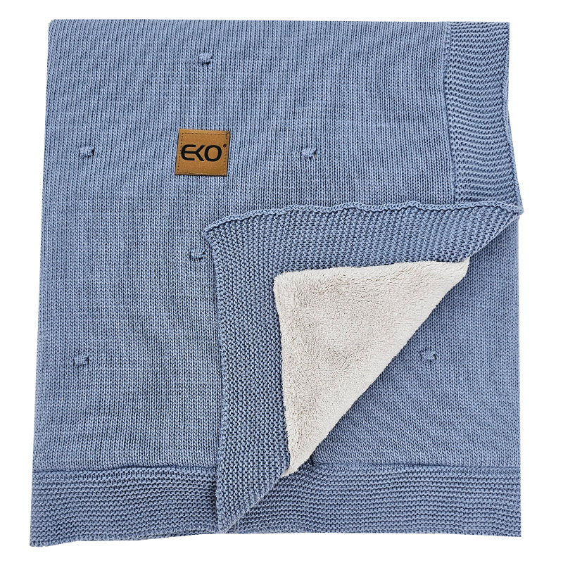 EKO Kocyk dziergany z podszewką Jeans 100x80 cm - obrazek 5