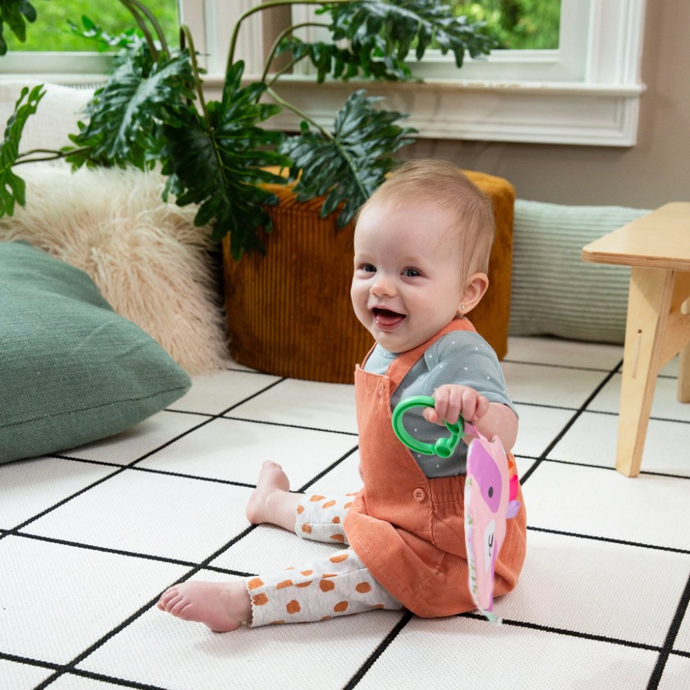 INGENUITY Giocattolo sensoriale con anello a C Crinklet™ procione Deni 0m+ - immagine 7