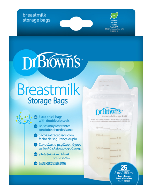 DR.BROWN'S Sachets de conservation de lait maternel 180 ml, 25 pièces – Image 3