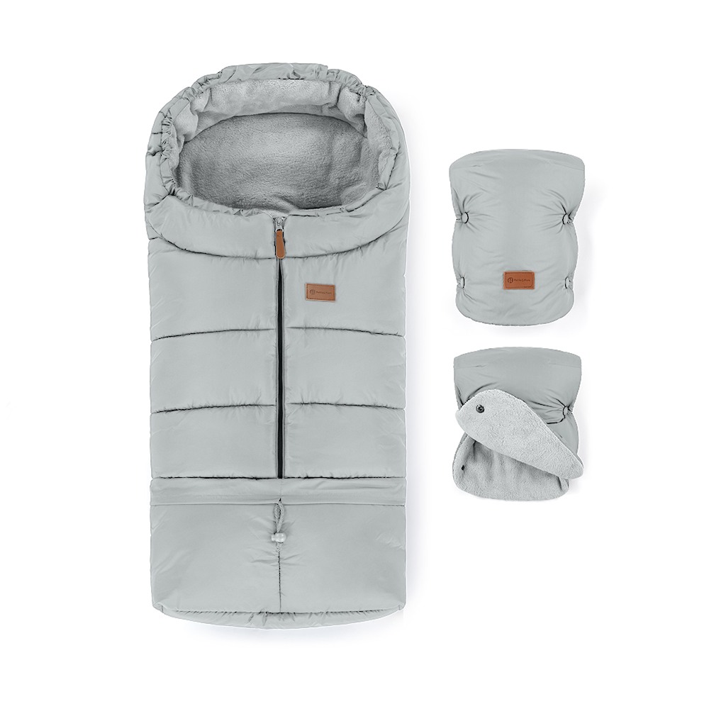 PETITE&MARS Set sacco invernale Jibot 3in1 + guanti per passeggino Jasie Quiet Grey - immagine 2