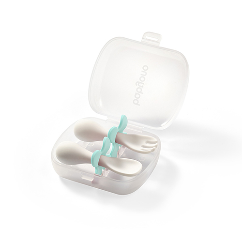 BABYONO Cuillère et fourchette avec étui menthe 12m+ – Image 6