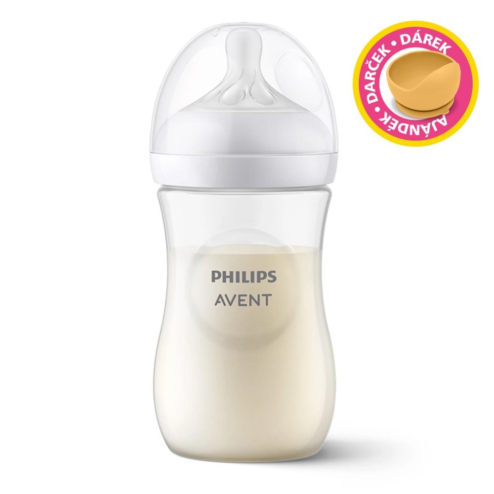 Philips AVENT Natural Response cumisüveg 260 ml, 1 hónapos kortól + PETITE&MARS ajándék tálka 6 hónapos kortól