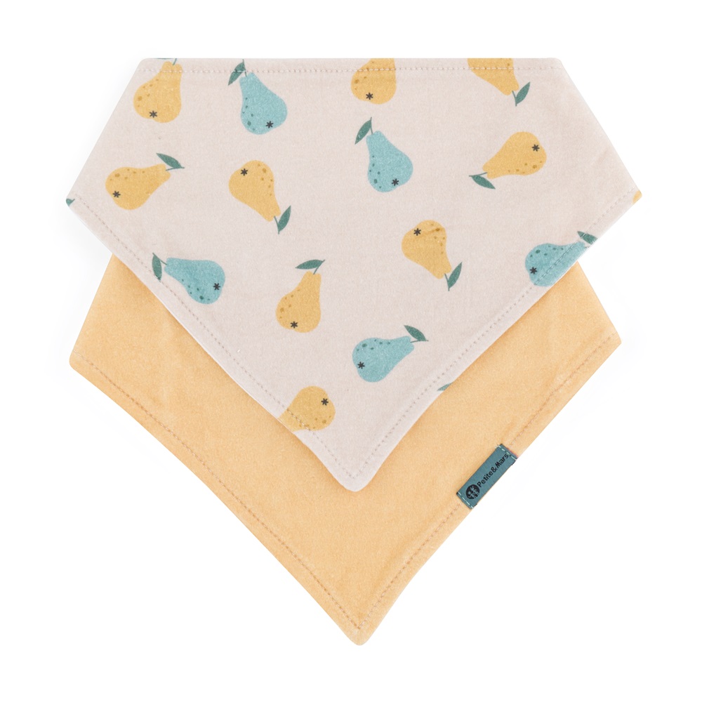 PETITE&MARS Śliniak bandana Luke 2 szt. Beige Pears&Intense Ochre 3m+
